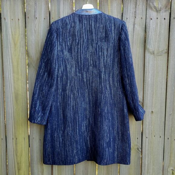 Elie Tahari Pam Leather-Trimmed Metallic Coat Jacket Medium - Picture 9 of 11